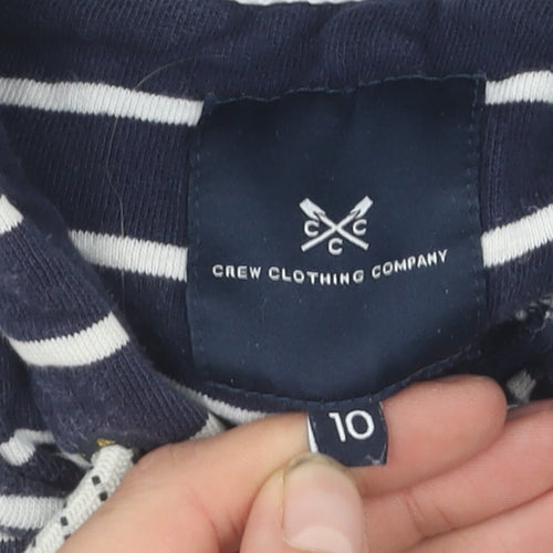 Crew Clothing Women's Blue Striped Pullover Hoodie, Size 10