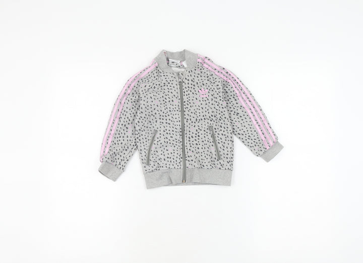 Adidas Girls Grey Bomber Jacket 2-3 Years Casual