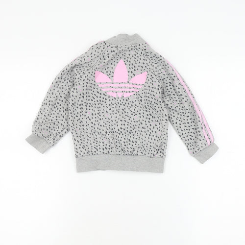 Adidas Girls Grey Bomber Jacket 2-3 Years Casual