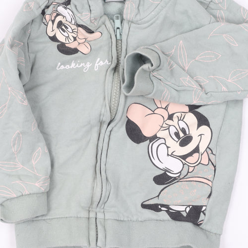 Disney Unisex Baby Green Minnie Mouse Full Zip Jumper 12-18M