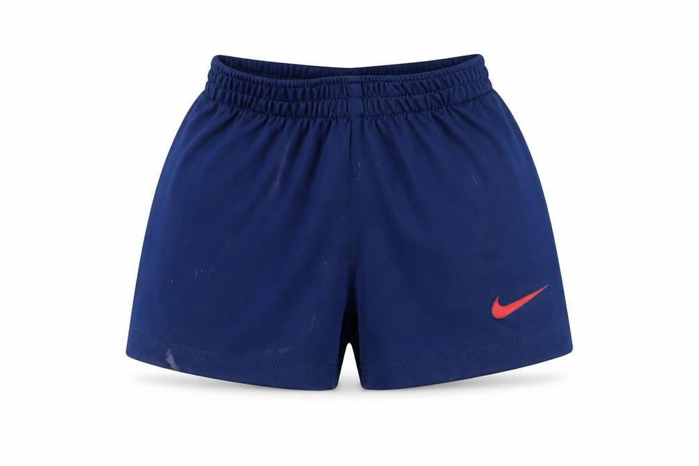 Front view of Nike unisex baby blue shorts, 9 months, activewear
