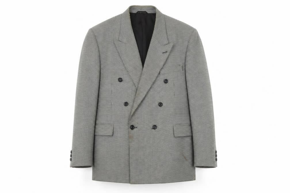 Front view of Skopes Men's Grey Double-Breasted Blazer 44S