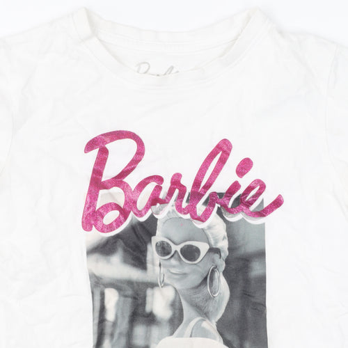 Barbie Girls White T-Shirt 7-8 Years, Graphic Print Jersey