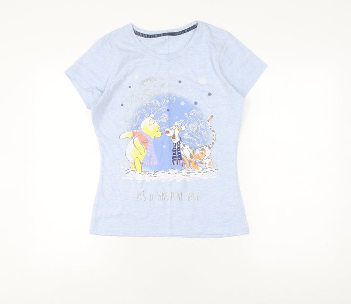 Disney at George Blue Girls T-Shirt 8-10 Winnie the Pooh Glitter