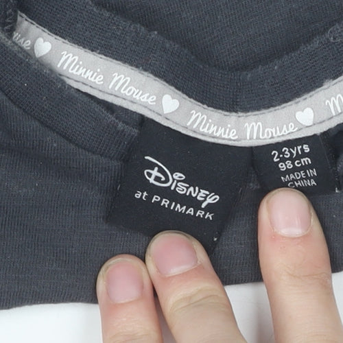 Disney at Primark Girls Black Minnie Mouse Long Sleeve T-Shirt 2-3 Years