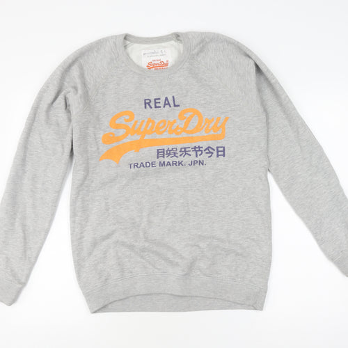 Superdry Grey Unisex Logo Pullover Sweatshirt L