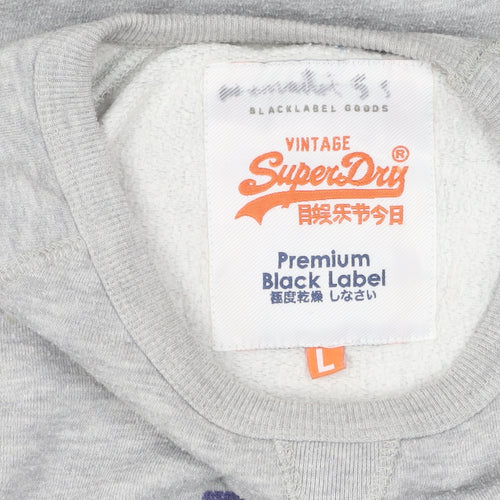 Superdry Grey Unisex Logo Pullover Sweatshirt L