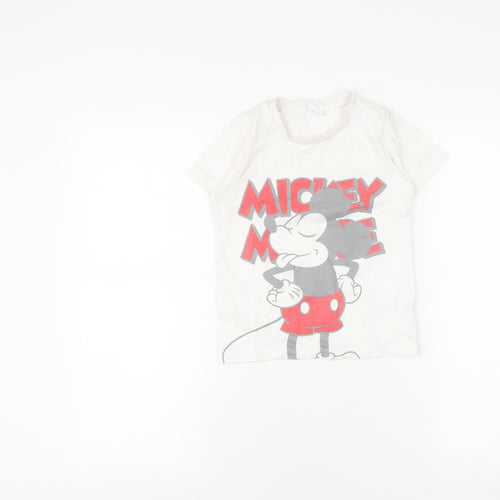 Disney Girls White Mickey Mouse Graphic T-Shirt 5-6 Years