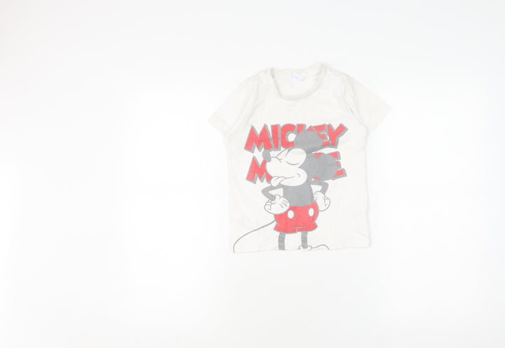 Disney Girls White Mickey Mouse Graphic T-Shirt 5-6 Years