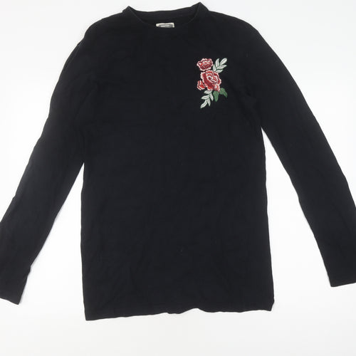 Hoxton Denim Men's Black Embroidered Long Sleeve T-Shirt M