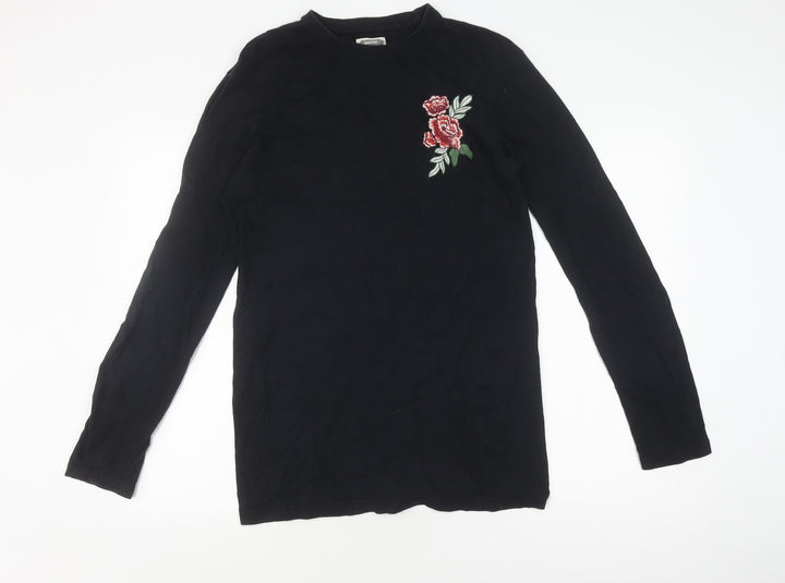 Hoxton Denim Men's Black Embroidered Long Sleeve T-Shirt M