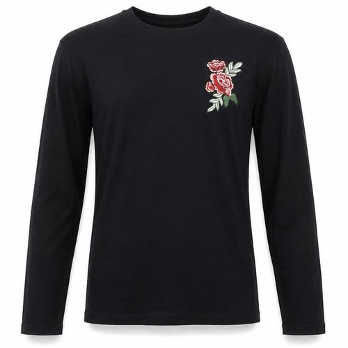 Hoxton Denim Men's Black Embroidered Long Sleeve T-Shirt M