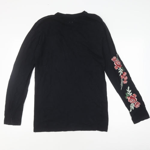 Hoxton Denim Men's Black Embroidered Long Sleeve T-Shirt M