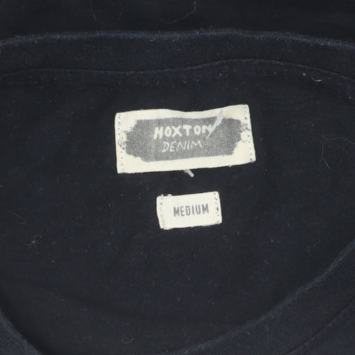 Hoxton Denim Men's Black Embroidered Long Sleeve T-Shirt M