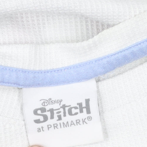 Disney Stitch Girls Pyjama Top White M - Christmas