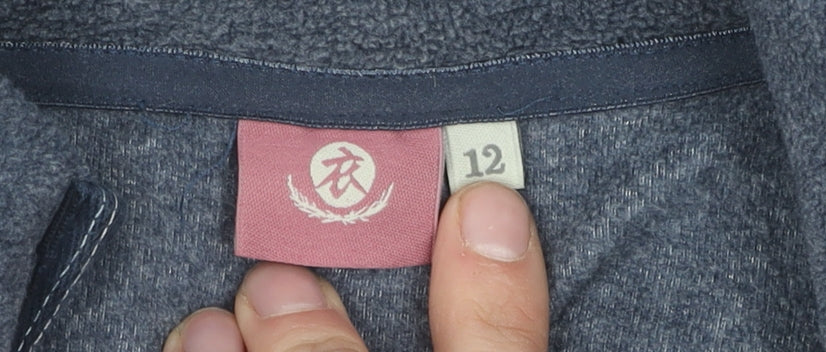 Women's Grey Fleece Jacket, Size 12, Full Zip