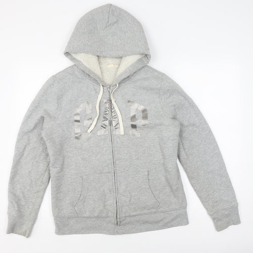 GAP Women's Grey Hooded Jacket, Size L, Casual Logo