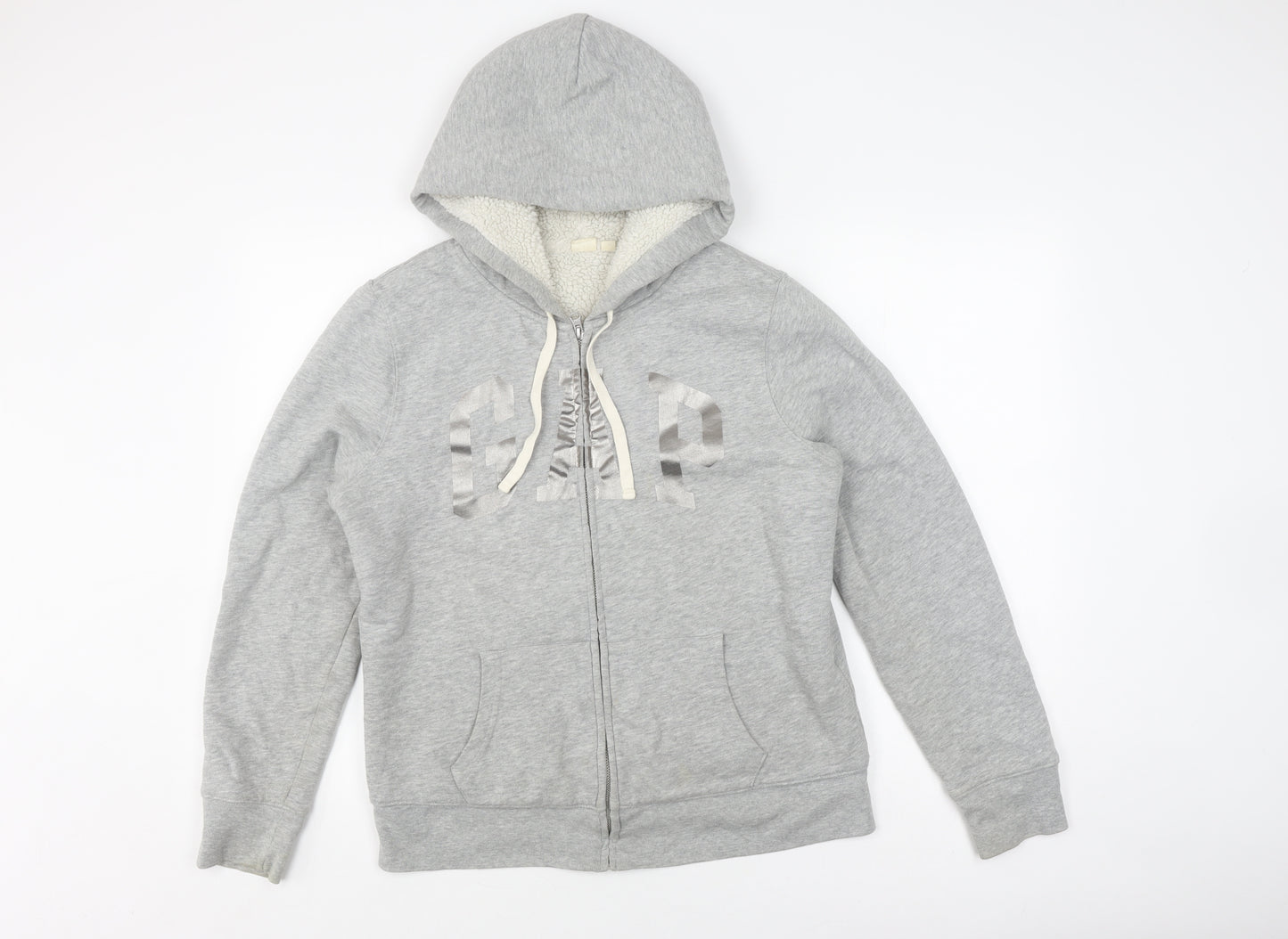 GAP Women's Grey Hooded Jacket, Size L, Casual Logo