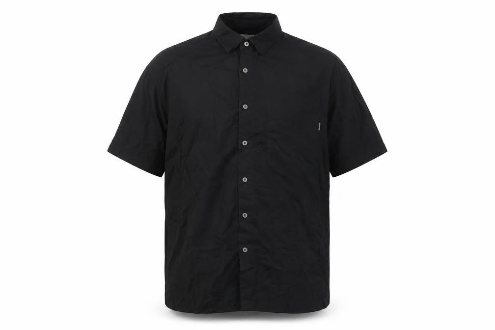 Peacebird Men's Black Graphic Print Short Sleeve Shirt L