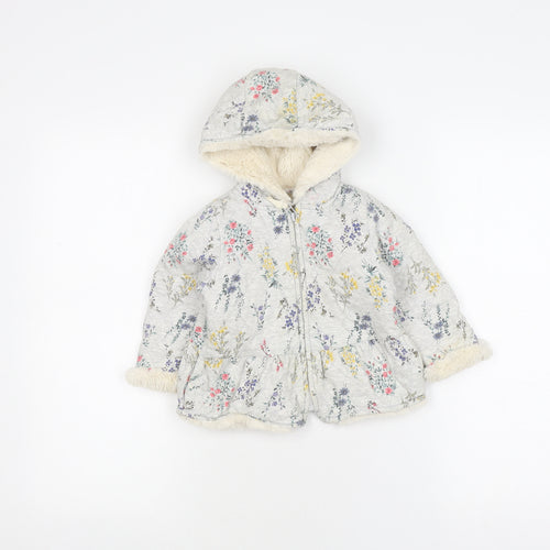 Next Unisex Floral Puffer Jacket 12-18M Multicoloured Hooded Coat