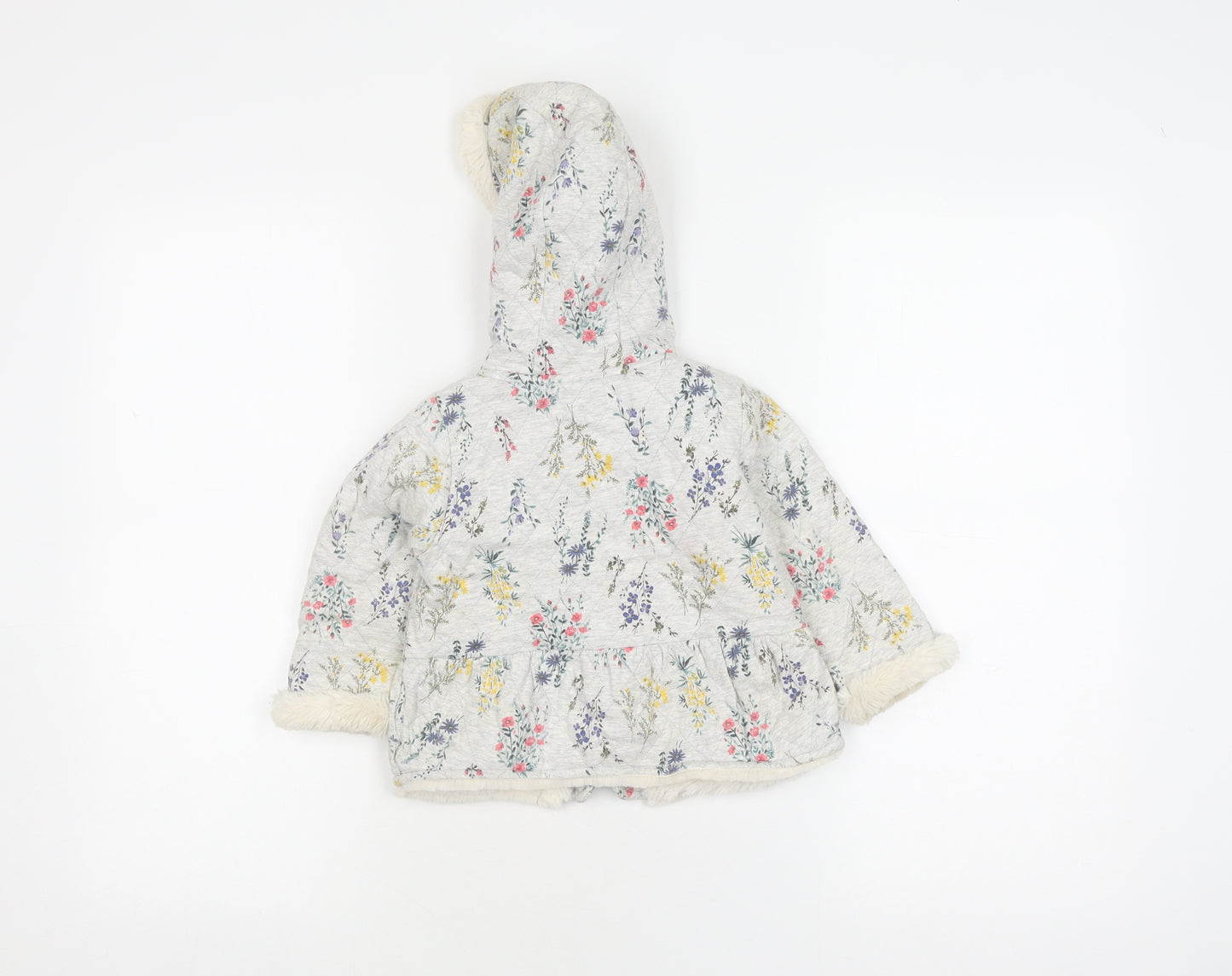 Next Unisex Floral Puffer Jacket 12-18M Multicoloured Hooded Coat