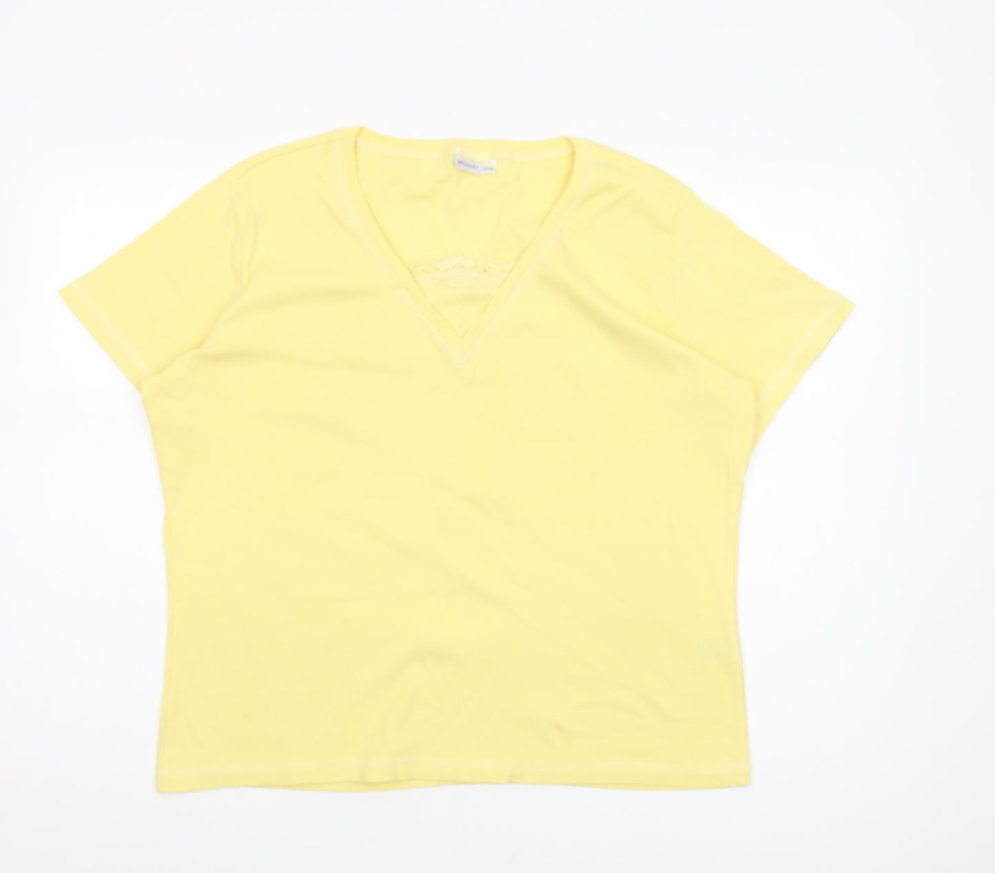 Damart Women's Yellow V-Neck T-Shirt Size M
