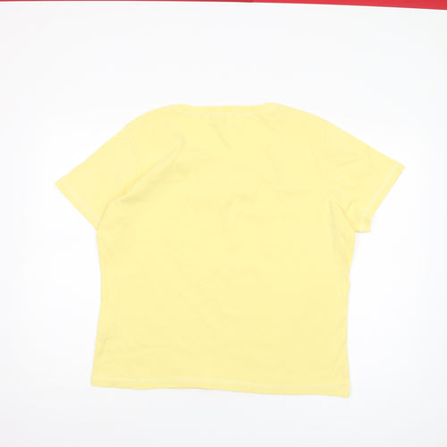 Damart Women's Yellow V-Neck T-Shirt Size M