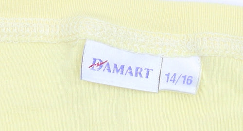Damart Women's Yellow V-Neck T-Shirt Size M