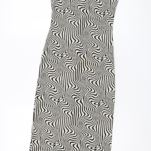 Bershka Women's Black XS Slip Dress Geometric Summer