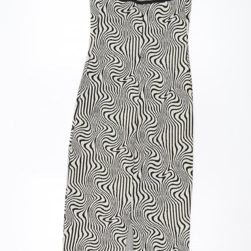 Bershka Women's Black XS Slip Dress Geometric Summer