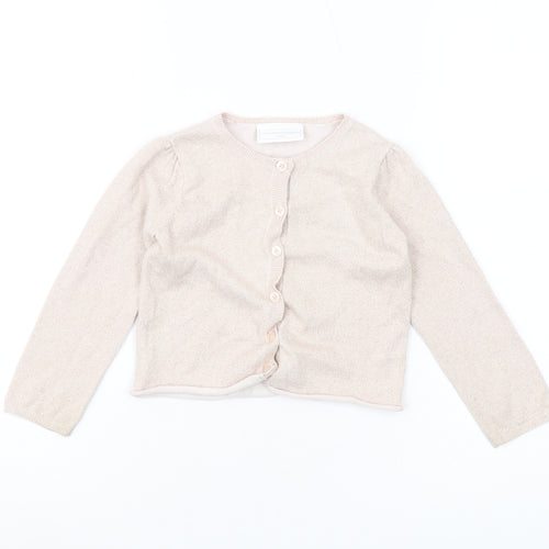The Little White Company Girls Beige Cardigan, Size 2-3 Years