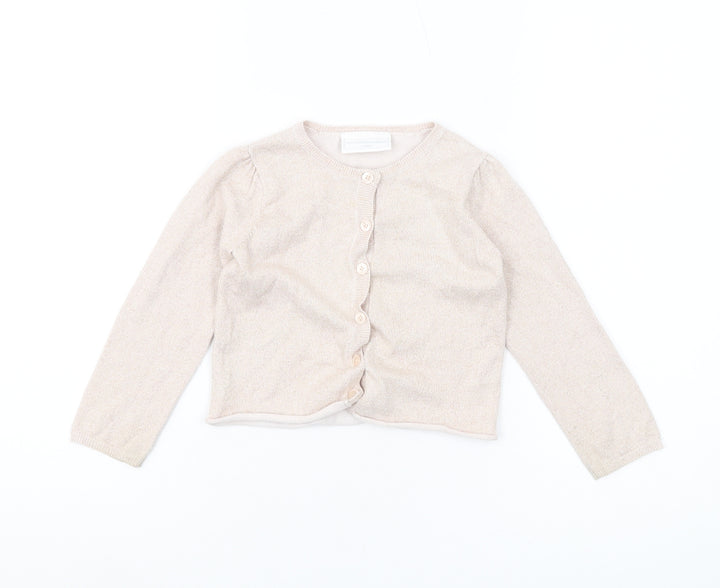 The Little White Company Girls Beige Cardigan, Size 2-3 Years