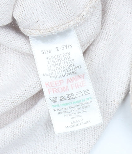 The Little White Company Girls Beige Cardigan, Size 2-3 Years