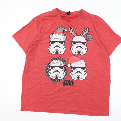 George Men's Red Star Wars Christmas T-Shirt 2XL