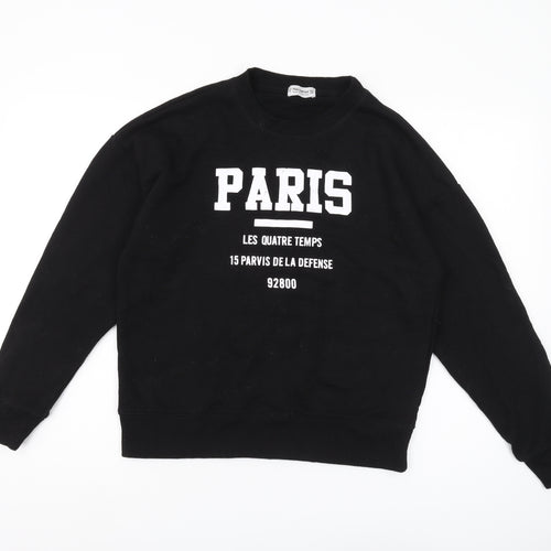 Pull&Bear Women's Black Pullover Sweatshirt S