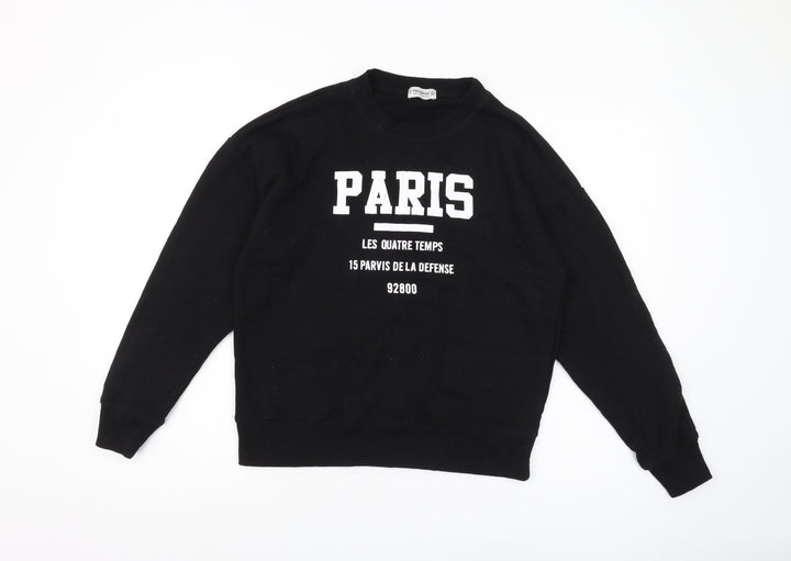 Pull&Bear Women's Black Pullover Sweatshirt S