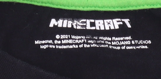 Matalan Boys Minecraft T-Shirt, Black, 7 Years, Long Sleeve