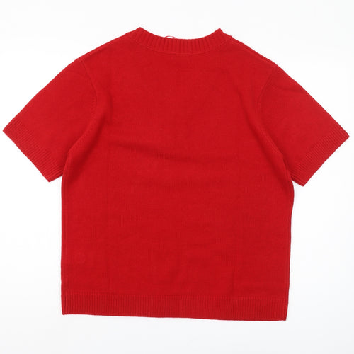 Damart Women's Red Henley Knit Jumper Size L