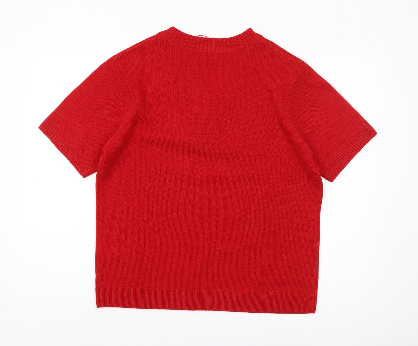 Damart Women's Red Henley Knit Jumper Size L