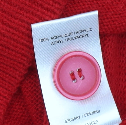 Damart Women's Red Henley Knit Jumper Size L