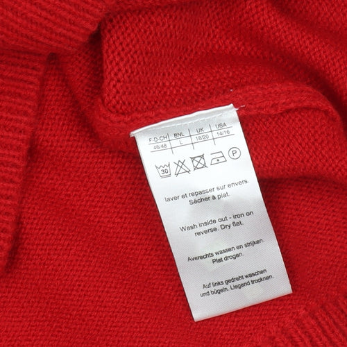 Damart Women's Red Henley Knit Jumper Size L