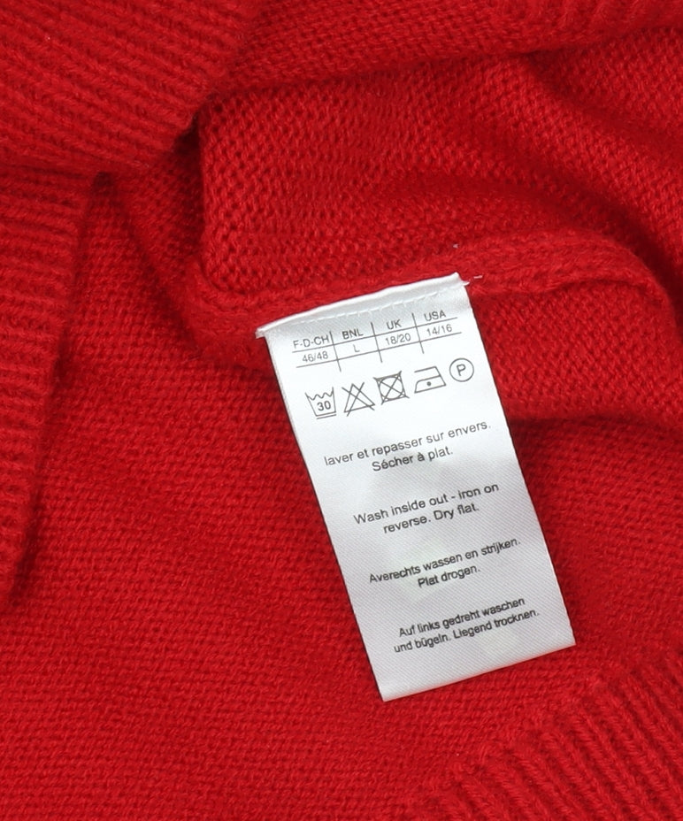 Damart Women's Red Henley Knit Jumper Size L