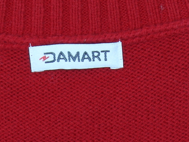 Damart Women's Red Henley Knit Jumper Size L