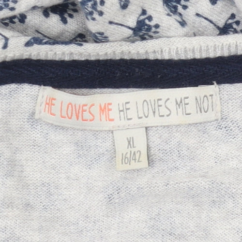 He Loves Me Women's Blue Floral Cardigan XL