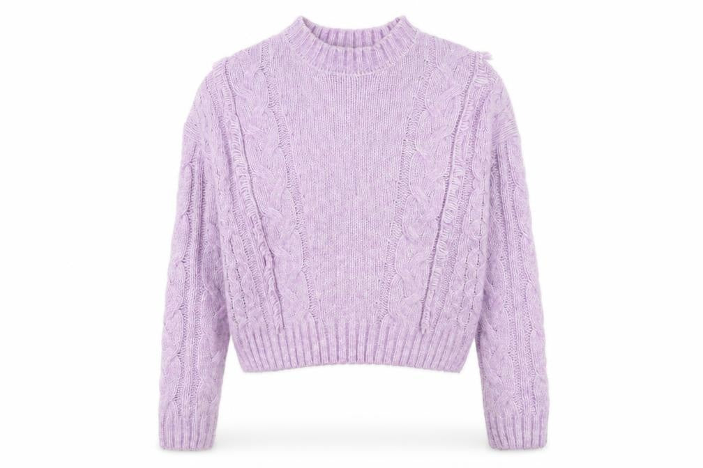 Brave Soul Women's Purple Cable Knit Jumper - XS