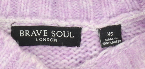 Brave Soul Women's Purple Cable Knit Jumper - XS