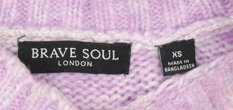 Brave Soul Women's Purple Cable Knit Jumper - XS