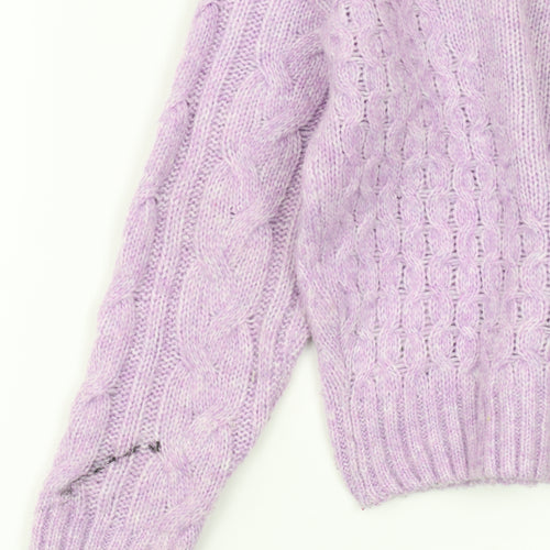 Brave Soul Women's Purple Cable Knit Jumper - XS