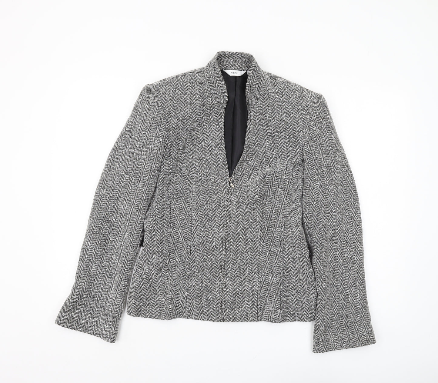 Next Women's Grey Tweed Blazer Jacket Size 12