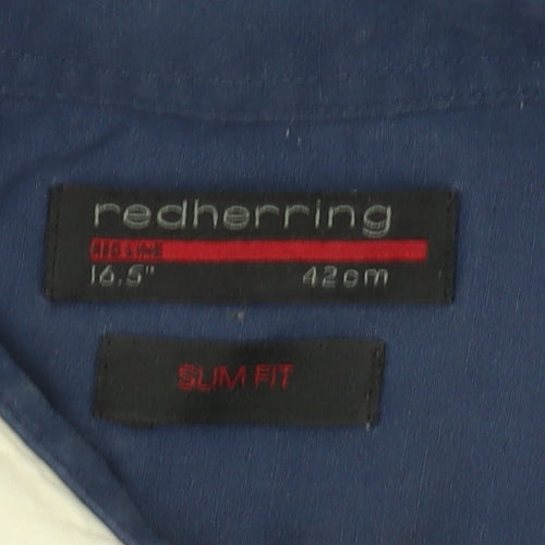 Red Herring Men's Blue Slim Fit Long Sleeve Shirt